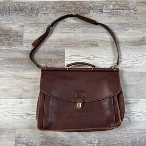 Vintage Coach Beekman Brown Leather Briefcase Messenger Bag Brass Turnlock